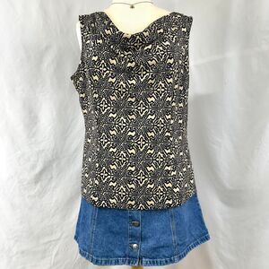 R&M RICHARDS 90s Black Tan Geometric Print Cowl Neck Tank Top Women Plus Size 16